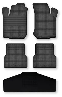 Image de Tapis de sol en caoutchouc + tunnel pour FIat Doblo I 2000-2009 (break) – 5 pièces, noirs, semi-universel, adapté