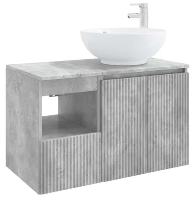 Produktbild von Badezimmermöbel-Set 2 stk. Betongrau Holzwerkstoff