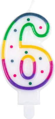 Produktbild von Geburtstagskerze Zahlen 0-9 Zahlenkerze 7,5 cm Kuchen-Deko, Ihre gewünschte Zahl:6