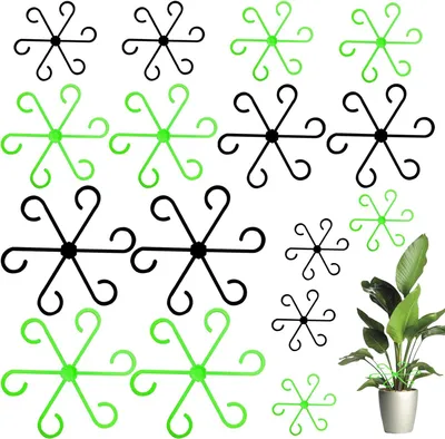 Immagine prodotto di Supporto per piante - 16 pezzi - Quattro misure - Riutilizzabile - Morsetti in plastica per monstera, ortensia, pomodori e rose - Verde/Nero