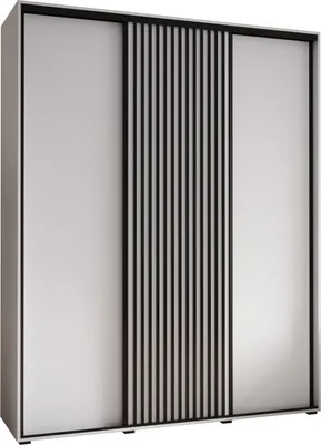 Produktbild von MEBLE KRYSPOL Sapporo 1 Schrank mit 3 Schiebetüren - 205,2x190x45 cm - Weiß Weiß Schwarz