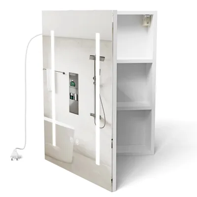 Produktbild von Spiegelschrank mit Beleuchtung und Defog 45x60x15cm -Hängeschrank - Badezimmerschrank 3 Farbtemperatur dimmbare