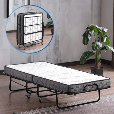 Produktbild von Klappbares Gästebett 80 x 200 cm – Memory-Schaum Matratze 12,5 cm, stabiler Metallrahmen, 360° Rollen, bis 130 kg belastbar, Höhe 26 cm – komfortables, platzsparendes Rollbett für Gäste & Zuhause
