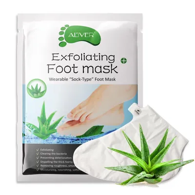 Image de Masque pour les pieds Exfoliant pour les pieds Soins des pieds Chaussettes anti-callosités Enlève callosités avec aloès, 5 paires