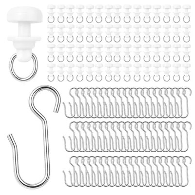 Produktbild von Gardinenröllchen für Schiene - 60 Sets mit Gleitern und Haken