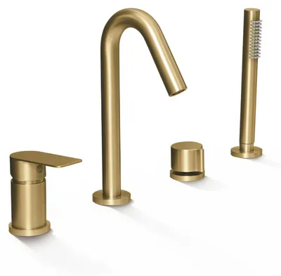 Badewannenarmatur mit Handbrause, Messing, 360° drehbar