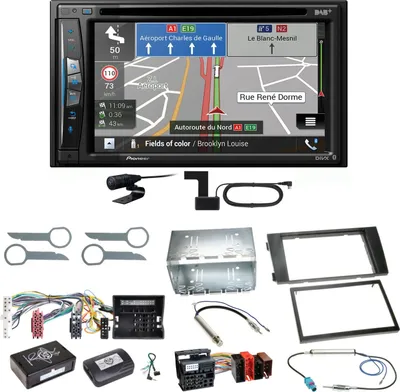 Produktbild von Pioneer AVIC-Z730DAB Navigation Bluetooth CD Einbauset für Audi A6 4B Facelift