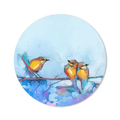 Produktbild von MuchoWow® Mauspad Mousepad Gemälde - Ölfarbe - Vogel - Zweig 30x30 cm - Mousepads - Maus Mat - Pad - Mausunterlage - Tischunterlage - Schreibtischmatten