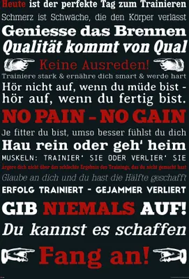 Immagine prodotto di Poster motivazionale - Allenamento in palestra - Niente scuse! Nero + 1 poster di dimensioni 61x91,5cm
