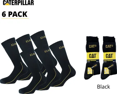 Immagine prodotto di Caterpillar 6 paia di calze / calze da lavoro Punta rinforzata tallone Cordura Nero 4346