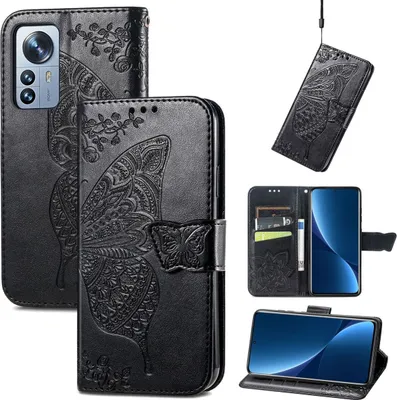 Produktbild von König Design Hülle kompatibel mit Xiaomi 12 Pro Kunstleder Handyhülle - Handy Case Schwarz