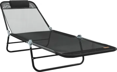 Image de vidaXL Bain de soleil pliable noir 182 x 55 x 85,5 cm Textilène