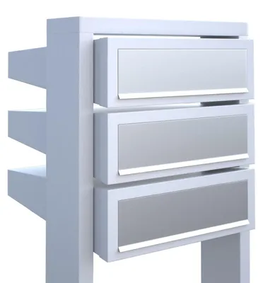 Produktbild von Briefkastenanlage Stairs for Three in Weiß mit Edelstahlklappe
