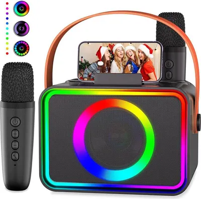 Produktbild von Lautsprecher,Karaoke Maschine mit 2 Karaoke Mikrofonen, Tragbare Karaoke Box Karaoke-MaschineBluetooth Lautsprecher Anlage Komplettset für Home Party,Church,usw