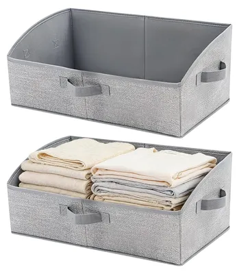 Aufbewahrungsboxen 2er-Set, Vliesstoff, 50x28,5x20 cm, hellgrau
