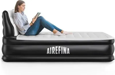 Produktbild von Famanu Luftbett mit Kopfteil - Aufblasbares Luftmatratze mit integrierter Pumpe für Zuhause und Camping
