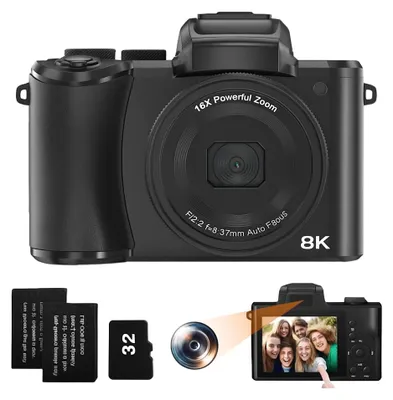 Immagine prodotto di Videocamera per vlog - Fotocamera compatta - Videocamera - Videocamera per vlog - Fotocamera digitale - Risoluzione 8K, 48MP