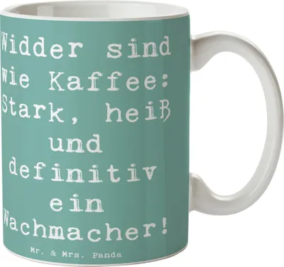 Produktbild von Mr. & Mrs. Panda Kaffeetasse Spruch Widder Power - Meeresbrise - Geschenk, Horoskop, Motivation, Teetasse, Geschenke Astrologie, Becher, Sternzeichen, Tierkreiszeichen