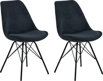 Productafbeelding van Smuk Cordstof Eetkamerstoel Erina, donkerblauw - 2 stuks