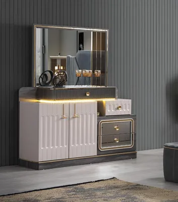 Produktbild von Kommode Spiegel Luxus Konsole Sideboard Design Schlafzimmer Kommoden