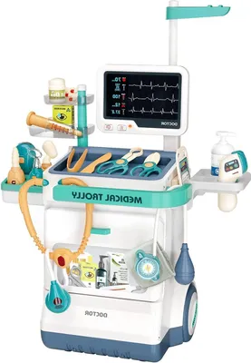 Immagine prodotto di Set da dottore per bambini - Giocattolo medico - Gioco di ruolo - Con suoni e luci - 26 pezzi - Bianco e blu