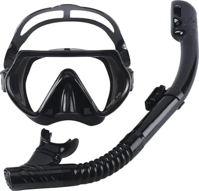 Immagine prodotto di Set da snorkeling con occhiali da immersione anticondensa e boccaglio asciutto - Maschera da snorkeling professionale in vetro temperato