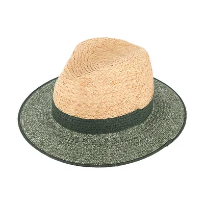 Produktbild von Fiebig Papierhut Traveller melange mit Krone in Raffia Oliv Gr. 59