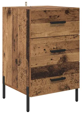Produktbild von Nachttisch mit Schubladen Altholz 40 x 40 x 66 cm Holzwerkstoff