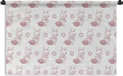 Produktbild von MuchoWow® Wandteppich Wandbehang Kaninchen - Muster - Tiere - Cartoon 150x100 cm Tapisserie Dekoration Wandtuch - Waschbar - Tapisserien - Wand-Decke