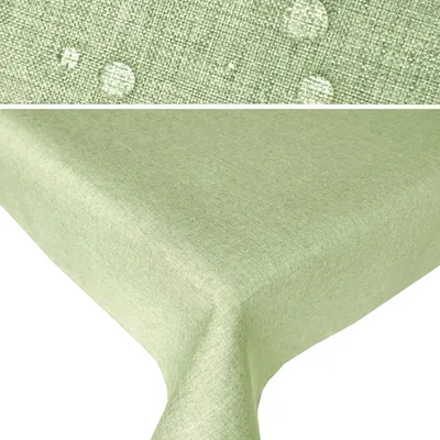 Produktbild von LEINEN Optik eckig 130x220 HELLGRÜN Lindgrün Tischdecke bügelfrei pflegeleicht Fleckschutz Lotuseffekt Gartentischdecke Leinenoptik rechteckig
