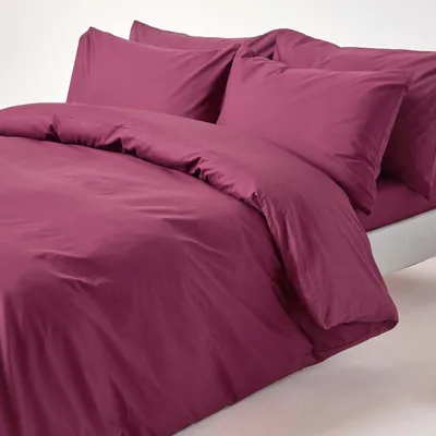 Image de HOMESCAPES Literie bordeaux prune densité de fil 200, 135 x 200 cm