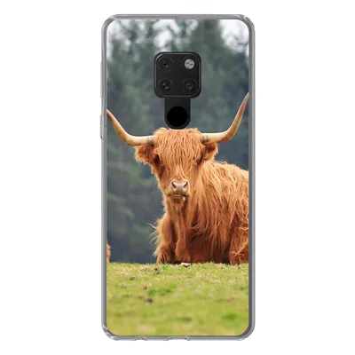 Produktbild von MuchoWow® Handyhülle Schutzhülle Hülle für Huawei P40 Lite Schottische Highlander - Gras - Wald Silikon Softcase Handy Hülle - Handy