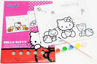 Produktbild von MALSET 7tlg Micky Maus Spider-Man Spongebob Bild 5x Farben Pinsel ausmalen malen(Hello Kitty)