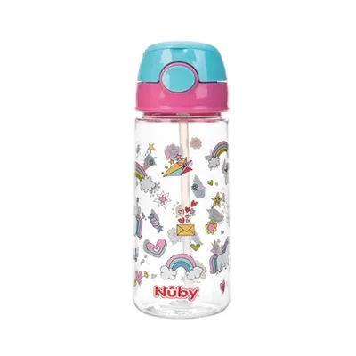 Immagine prodotto di Tazza con cannuccia morbida e pulsante in Tritan™- 540 ml- rosa- 3 anni+