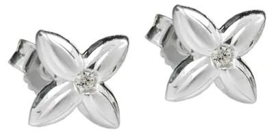 Produktbild von Paar Stecker Ohrstecker kleine Blüte mit Zirkonia 925 Silber Damen