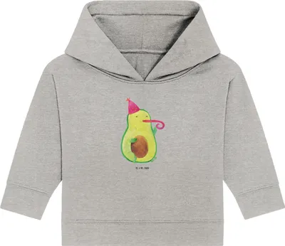 Produktbild von Mr. & Mrs. Panda Organic Baby Hoodie Avocado Feier 12. - 18. Monat - Heather Grey - Geschenk, Kapuzensweatshirt, Tröte, Kapuzenshirt, Geburtstag, Party, Gute Laune