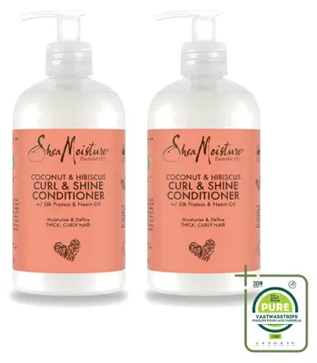 Obrázek produktu pro 2 kusy kondicionéru Shea Moisture Coconut & Hibiscus pro definici a lesk vln a kudrlin – 384 ml – velké balení