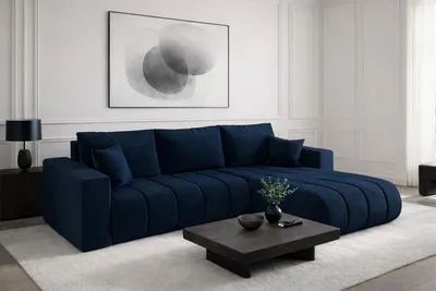 Produktbild von Kaiser Möbel Ecksofa mit schlaffunktion und bettkasten MILO PREMIUM, stoff MONOLITH, Dunkelblau, Rechts