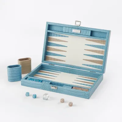 Produktbild von Backgammon – Mittel BACKGAMMON Leder Riviera-Blau 38cm