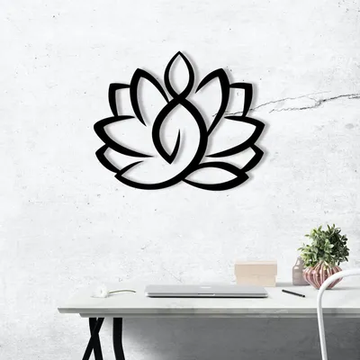 Produktbild von Wallity, Lotus - M114, Wanddeko, Schwarz, Metall, 50 x 57 cm
