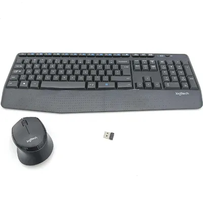 Zdjęcie produktu dla Logitech MK345, Pełnowymiarowy (100%), Bezprzewodowy, RF Wireless, QWERTY, Czarny, Dołączona myszka