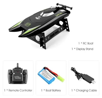 Produktbild von RC-Rennboot Ferngesteuertes Speedboot - Modell 805 - 30 km/h Hochgeschwindigkeit - 2,4G 4-Kanal - Reichweite 80 m - Laufzeit 20–25 Min - Schwarz