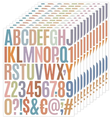 Buchstabenaufkleber, 12 Bögen, 5 cm, Morandi, selbstklebend, Vinyl