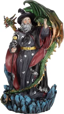 Produktbild von Deko Figur Drachen Zauberer, ca. 24 cm,  Dekofigur Figuren Märchen Fantasy Drache