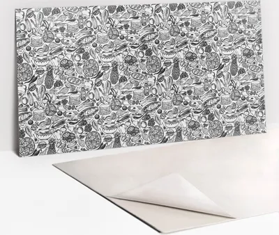 Produktbild von PVC-Wandschutz für die Küche - Stilvoller Schutz für Ihre Wände 100 x 50 Schwarz -Weiß -Abstraktion