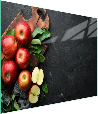 Produktbild von Hygienisches Glas-Schneidebrett 52x30 cm mit Apfel-Design, rutschfest