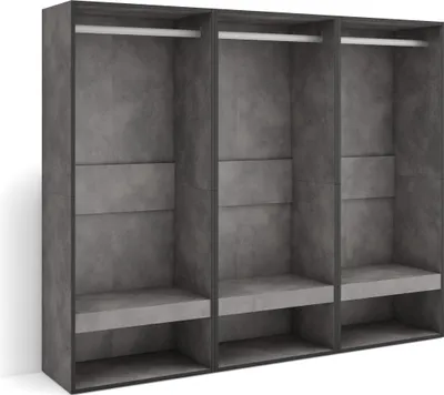 Image de COZY Armoire Vestiaire ouvert, 180x35x145 cm, Chambre à coucher, Vêtement, Dressing, Ciment