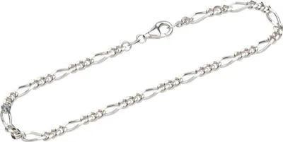 Produktbild von Armband 925 Sterling Silber 19cm Figaro Panzerkette diamantiert Damen Armkette