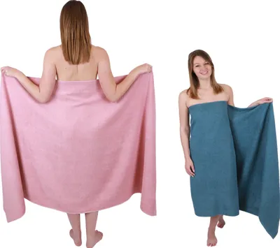 Produktbild von Betz 2 Stück XXL Badetücher 100 x 200 cm BERLIN  Saunatücher 100% Baumwolle Farbe – lotus-taubenblau