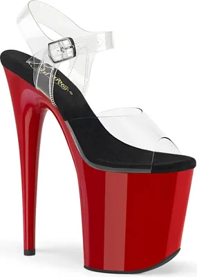 Produktbild von FLAMINGO-808 Damen Sandale von Pleaser, Transparent Schwarz Rot, EU 43, US 13
